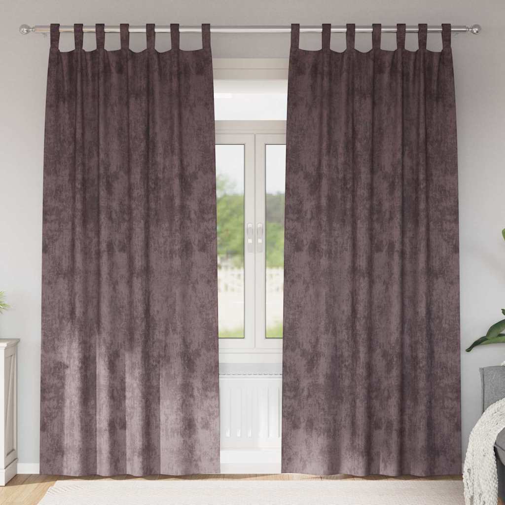vidaXL Zasłony z weluru z zasłonami 2 pcs Brązowy 245 x 140 cm Aksamit