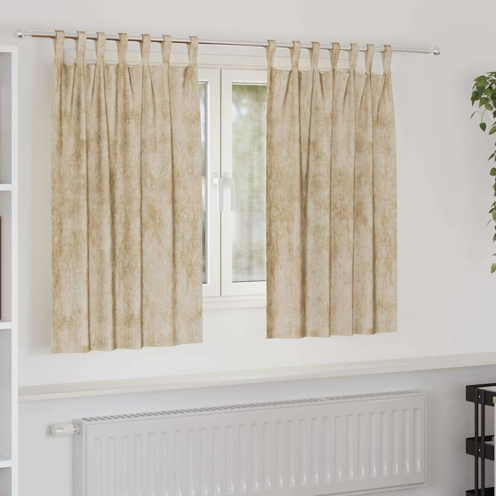 vidaXL Zasłony z weluru z zasłonami 2 pcs Kremowy 140 x 140 cm Aksamit