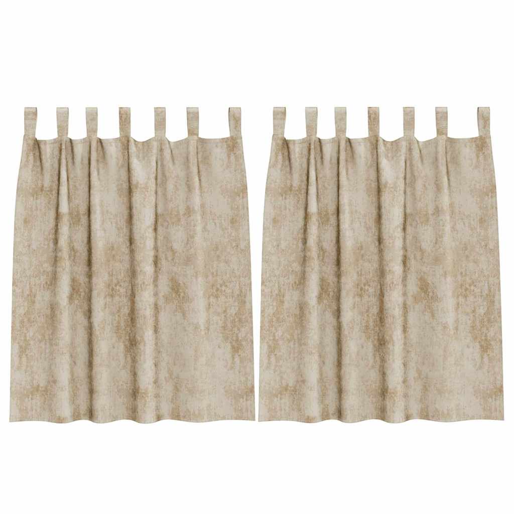 vidaXL Zasłony z weluru z zasłonami 2 pcs Kremowy 140 x 140 cm Aksamit