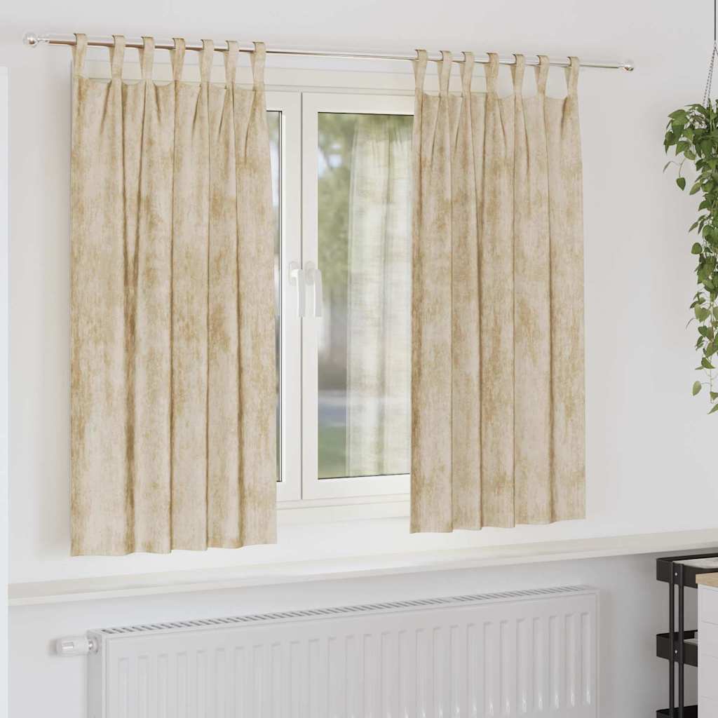 vidaXL Zasłony z weluru z zasłonami 2 pcs Kremowy 175 x 140 cm Aksamit