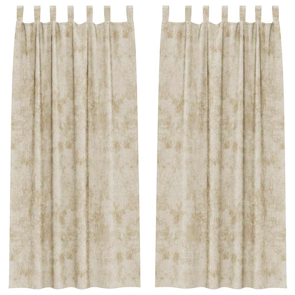 vidaXL Zasłony z weluru z zasłonami 2 pcs Kremowy 225 x 140 cm Aksamit