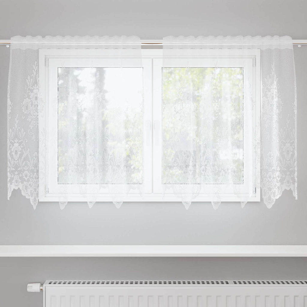 vidaXL Firanka Koronkowa z zasłonami Biały 120 x 150 cm Poliester