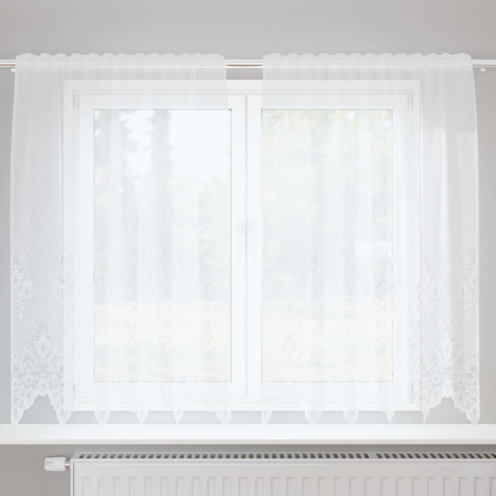 vidaXL Firanka Koronkowa z zasłonami Biały 180 x 150 cm Poliester