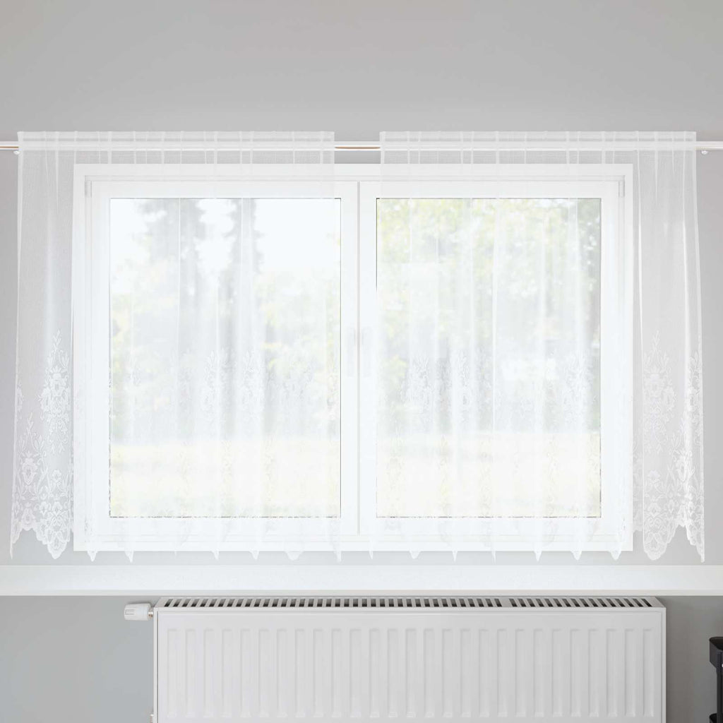 vidaXL Firanka Koronkowa z zasłonami Biały 140 x 200 cm Poliester