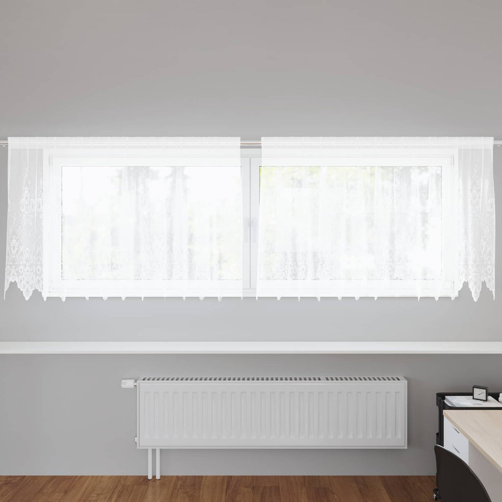 vidaXL Firanka Koronkowa z zasłonami Biały 120 x 300 cm Poliester
