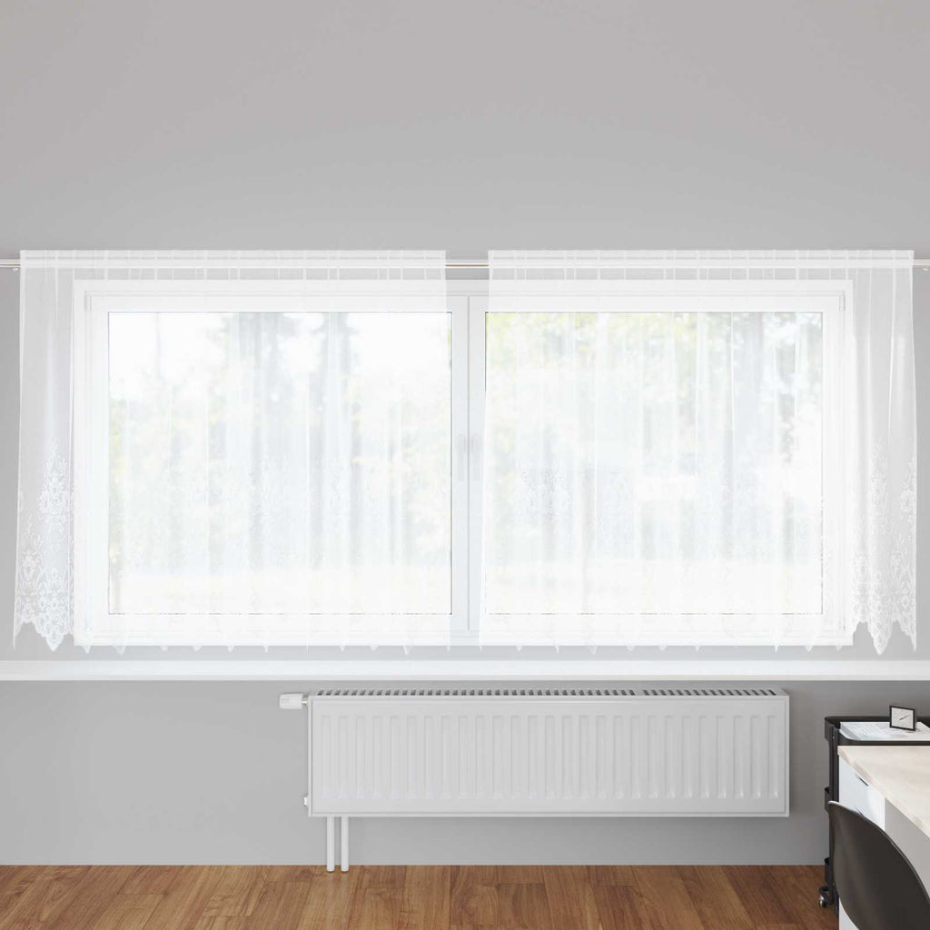 vidaXL Firanka Koronkowa z zasłonami Biały 140 x 300 cm Poliester