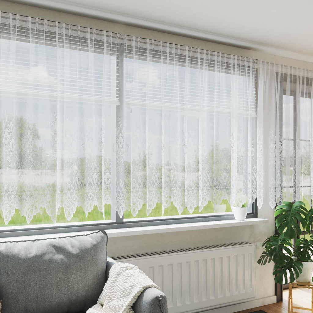 vidaXL Firanka Koronkowa z zasłonami Biały 140 x 400 cm Poliester