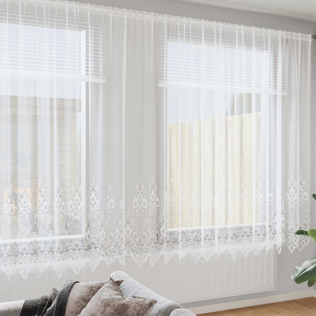vidaXL Firanka Koronkowa z zasłonami Biały 220 x 400 cm Poliester