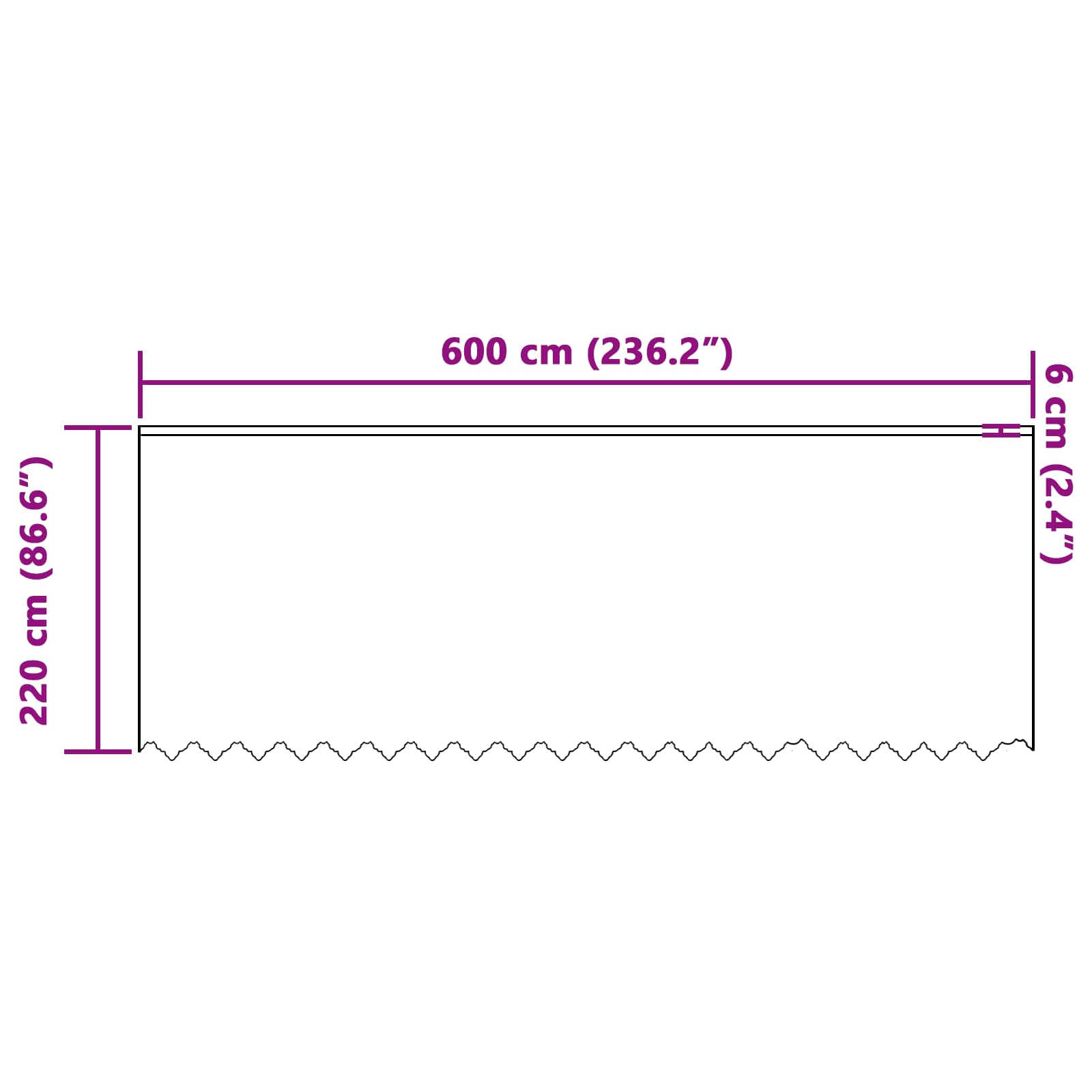vidaXL Firanka Koronkowa z zasłonami Biały 220 x 600 cm Poliester