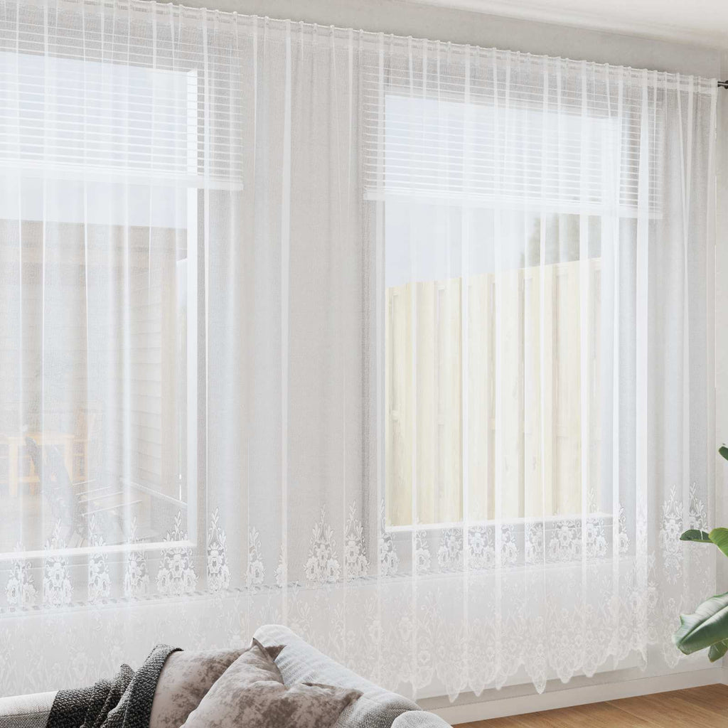 vidaXL Firanka Koronkowa z zasłonami Biały 280 x 600 cm Poliester