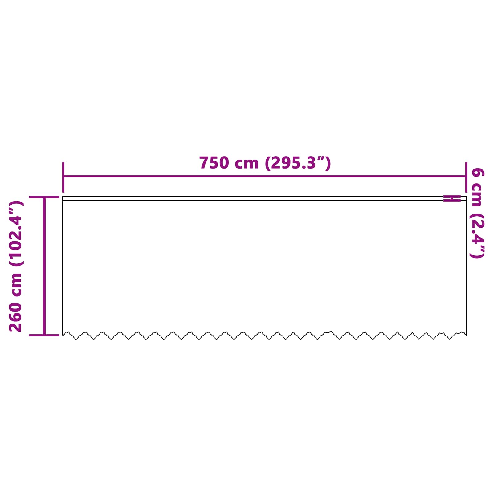 vidaXL Firanka Koronkowa z zasłonami Biały 260x750cm Poliester