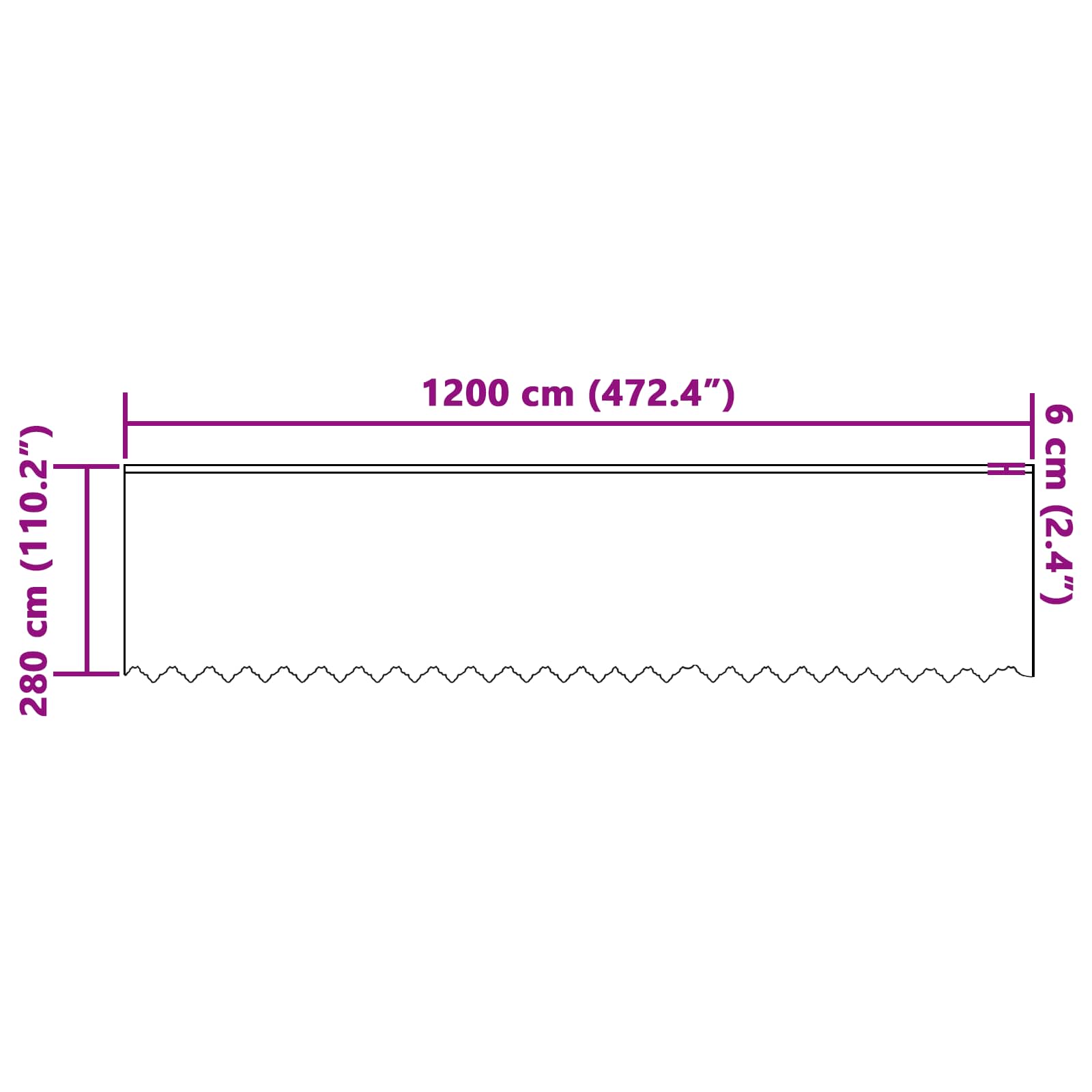vidaXL Firanka Koronkowa z zasłonami Biały 280x1200cm Poliester