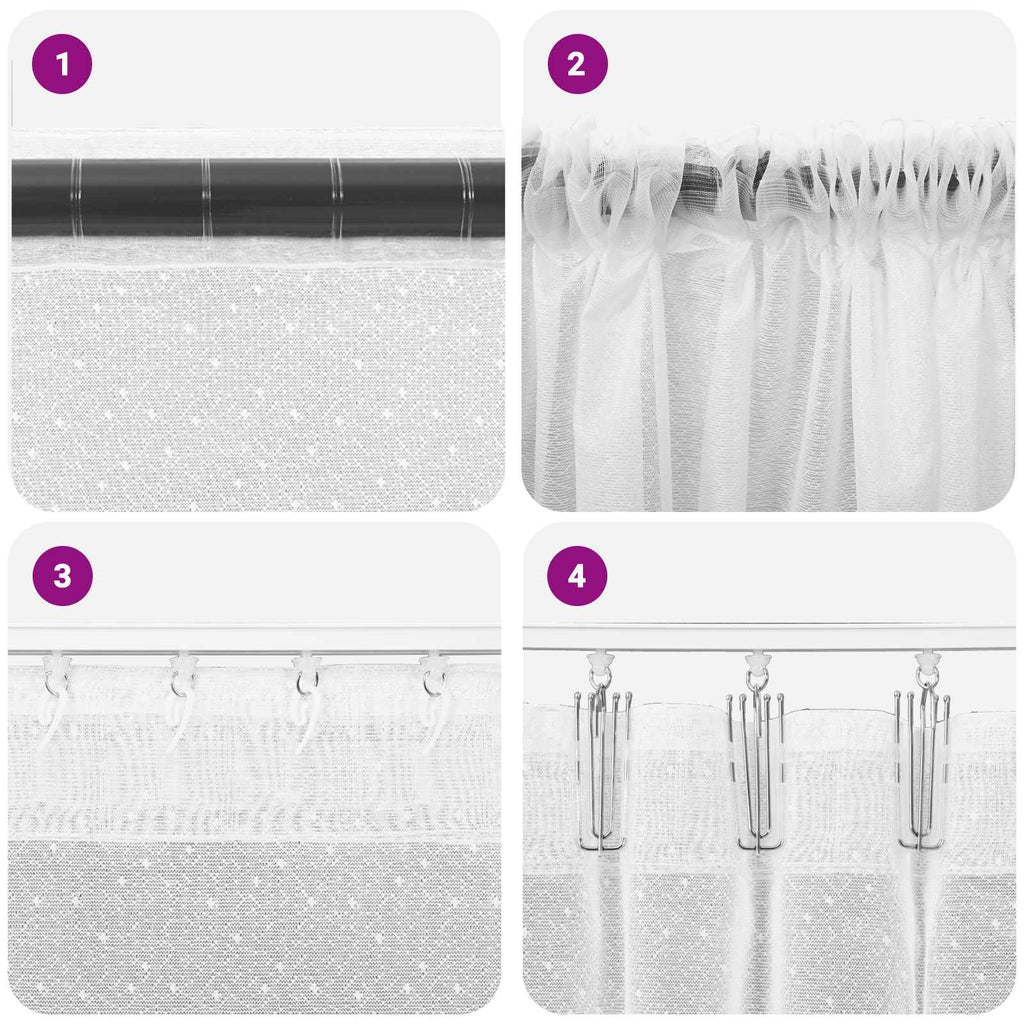 vidaXL Firanka Koronkowa z zasłonami Biały 300 x 1200 cm Poliester