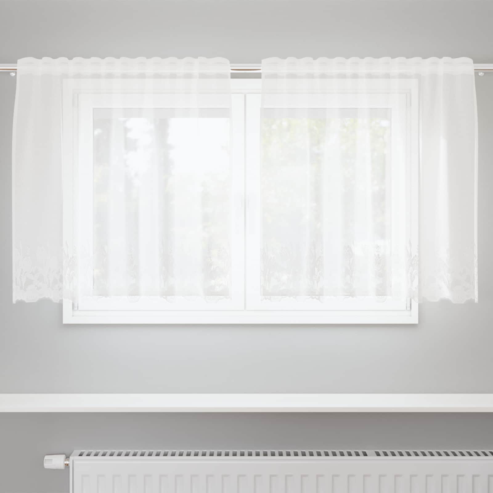 vidaXL Firanka Koronkowa z zasłonami Biały 80 x 150 cm Poliester