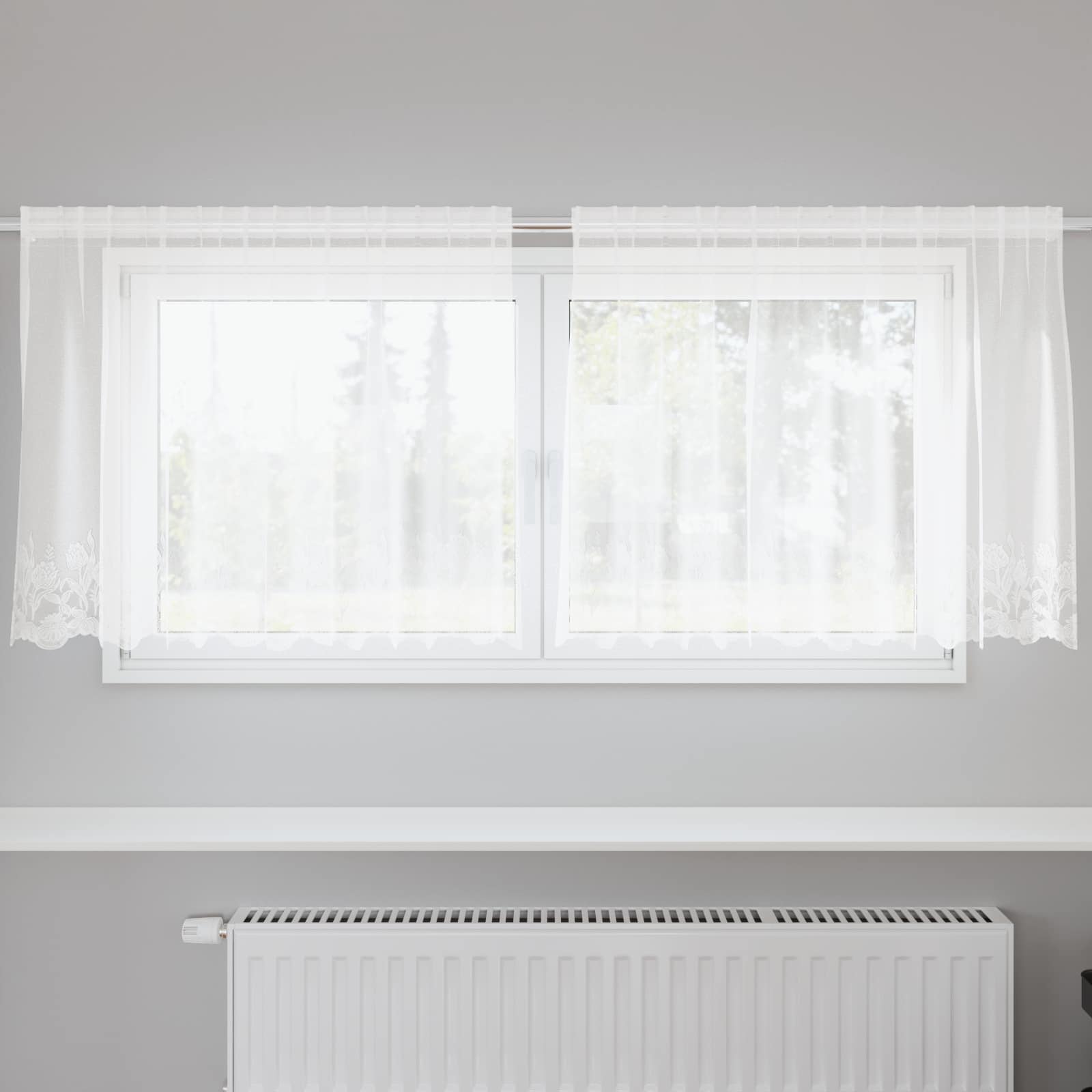 vidaXL Firanka Koronkowa z zasłonami Biały 80 x 200 cm Poliester