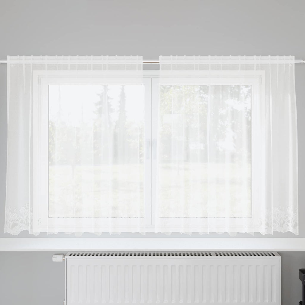 vidaXL Firanka Koronkowa z zasłonami Biały 140 x 200 cm Poliester