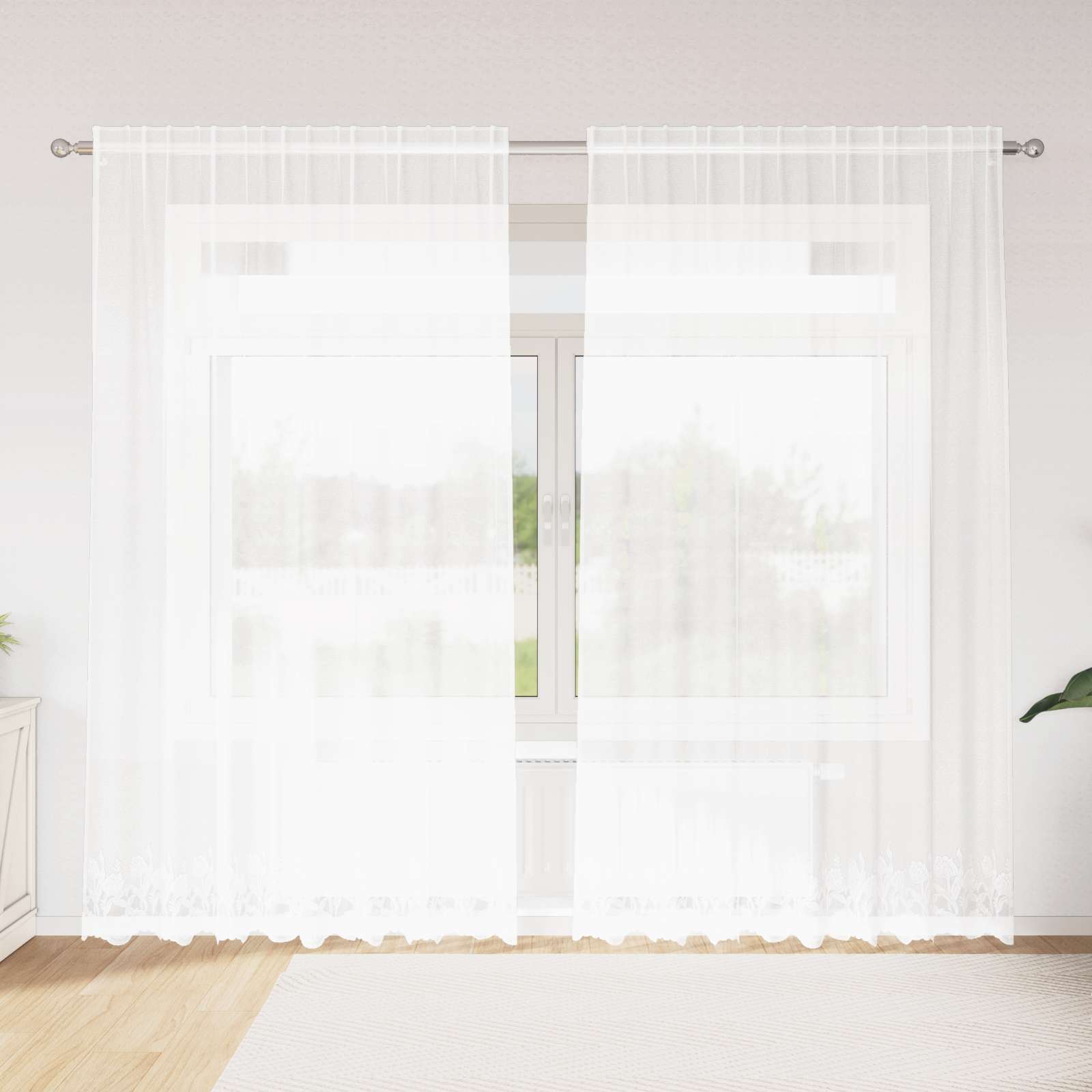 vidaXL Firanka Koronkowa z zasłonami Biały 200 x 200 cm Poliester