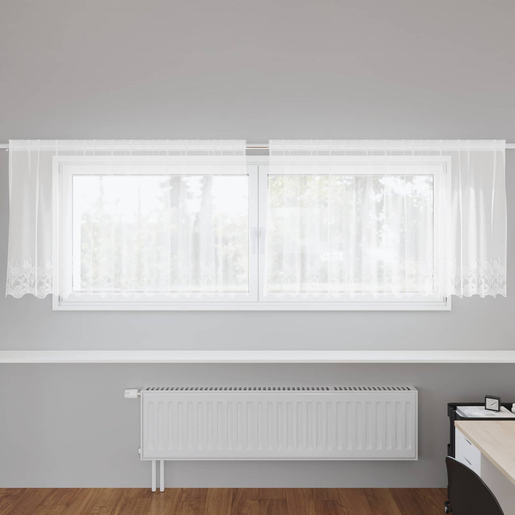 vidaXL Firanka Koronkowa z zasłonami Biały 80 x 300 cm Poliester