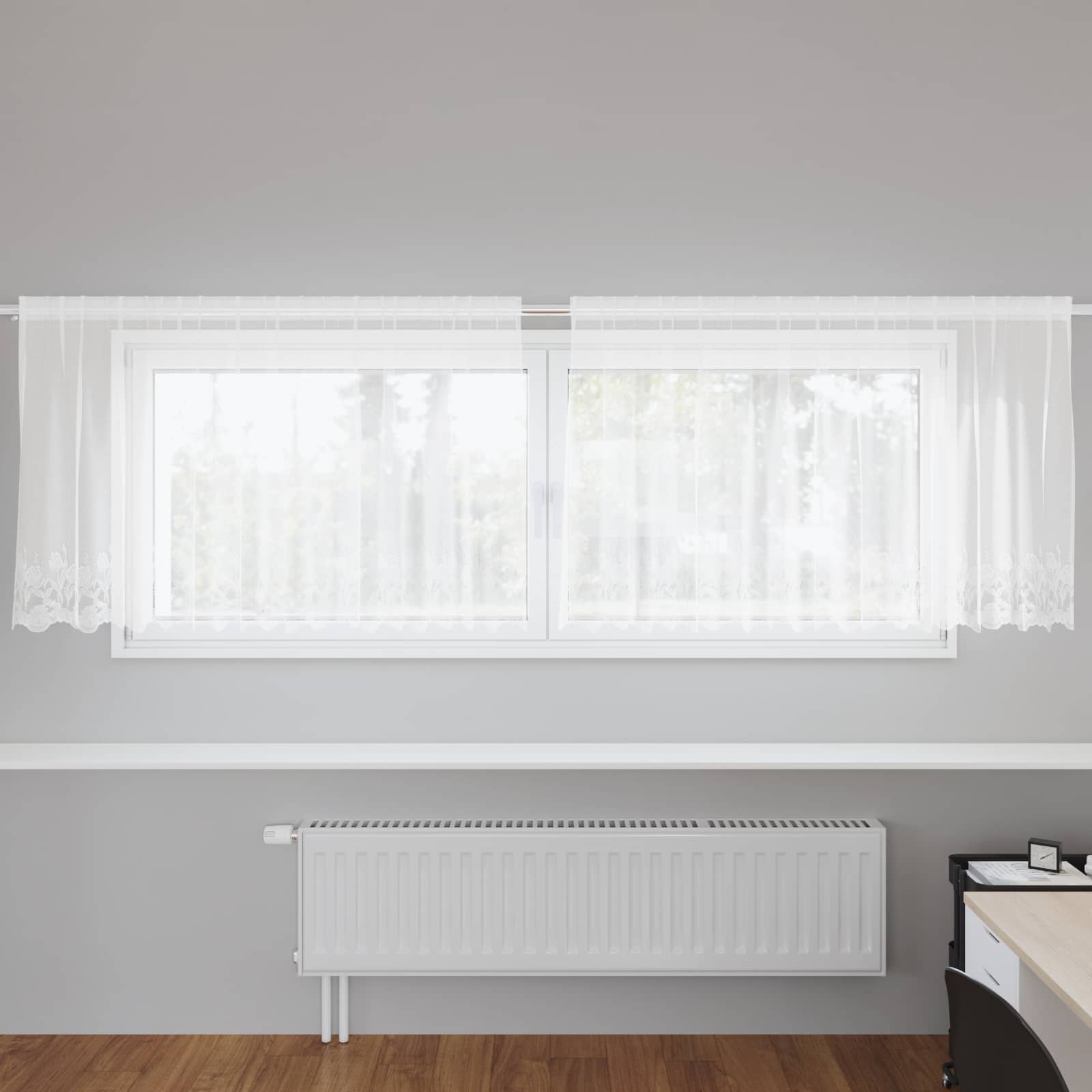 vidaXL Firanka Koronkowa z zasłonami Biały 80 x 300 cm Poliester