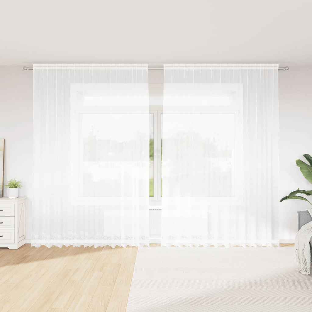 vidaXL Firanka Koronkowa z zasłonami Biały 280 x 300 cm Poliester