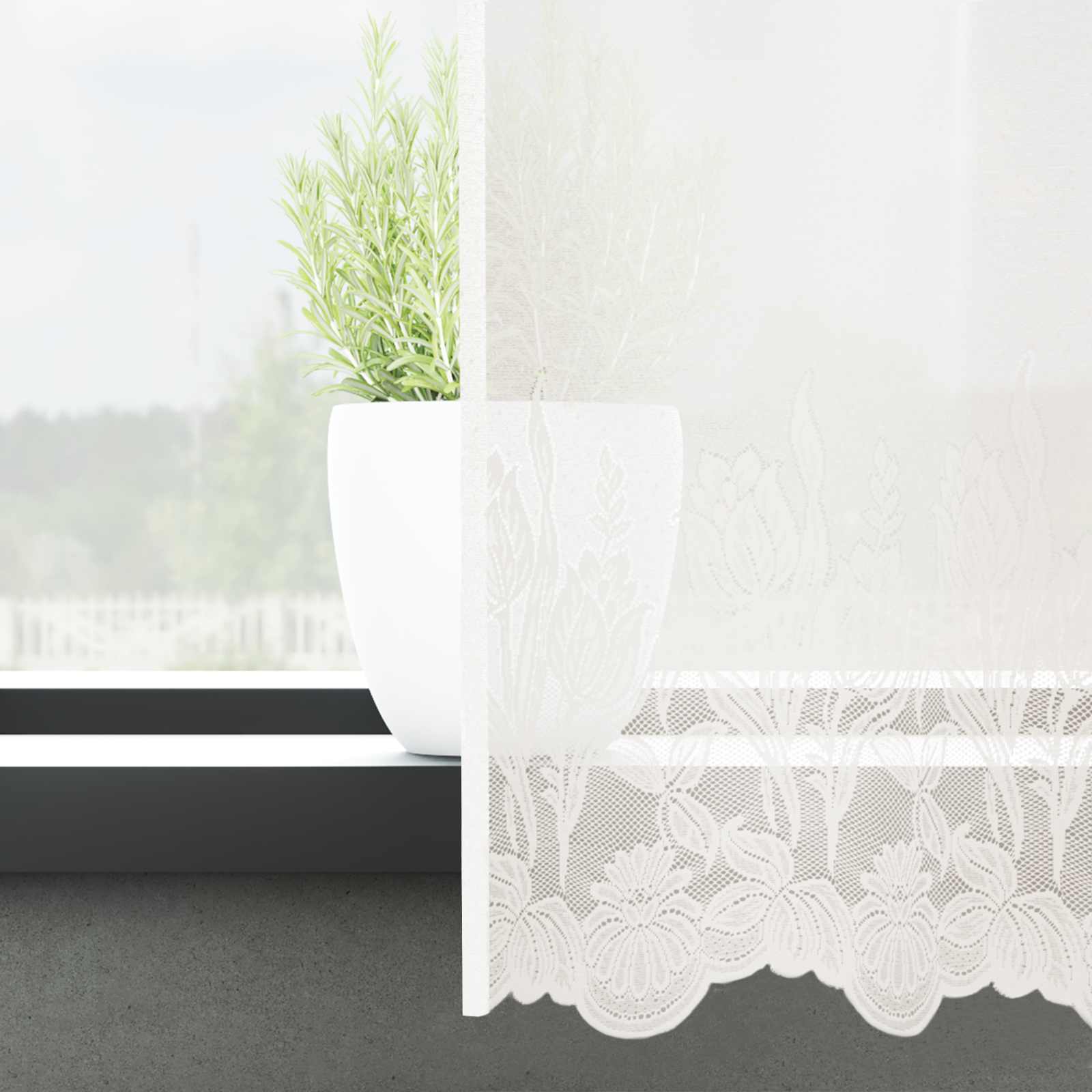 vidaXL Firanka Koronkowa z zasłonami Biały 180 x 500 cm Poliester