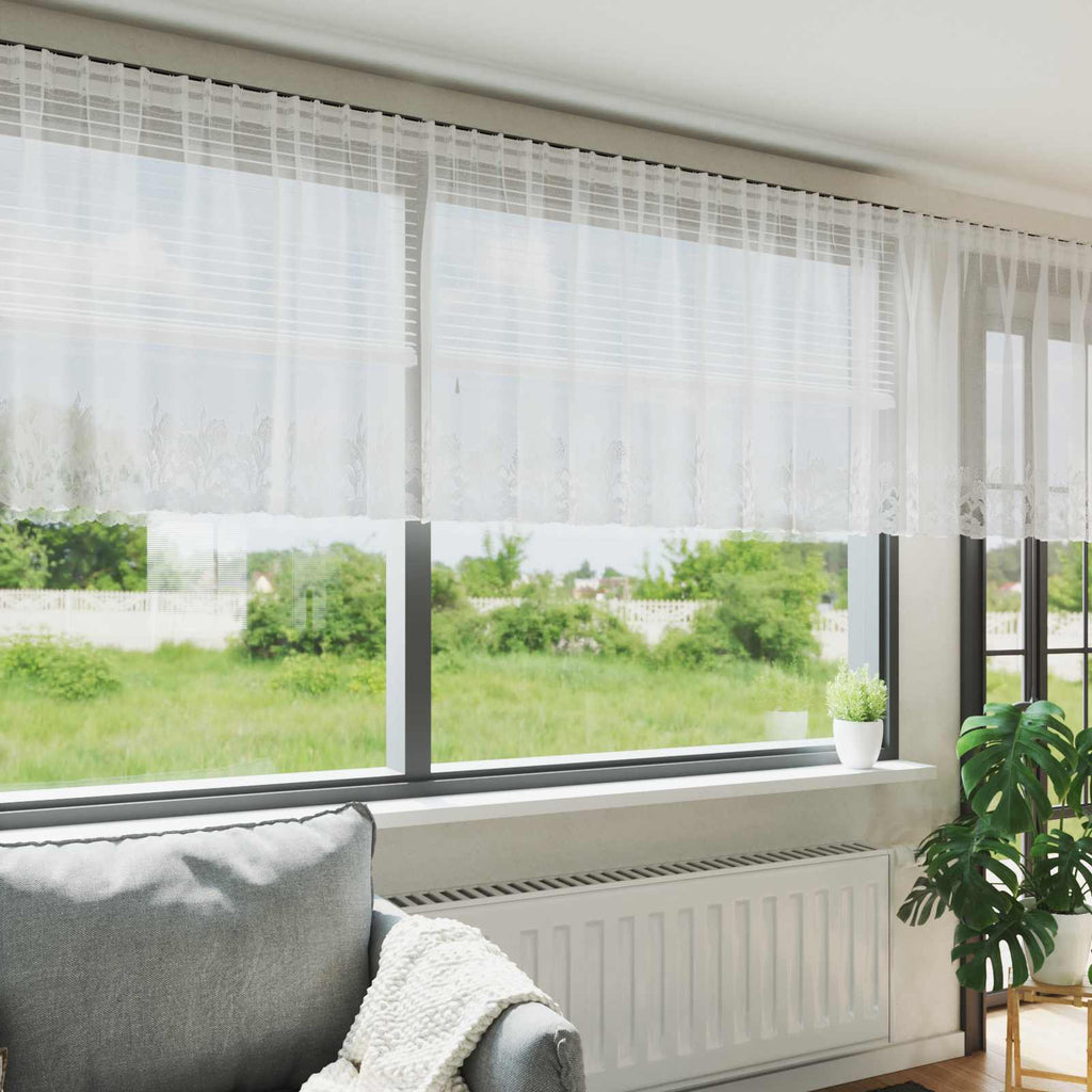 vidaXL Firanka Koronkowa z zasłonami Biały 80 x 900 cm Poliester