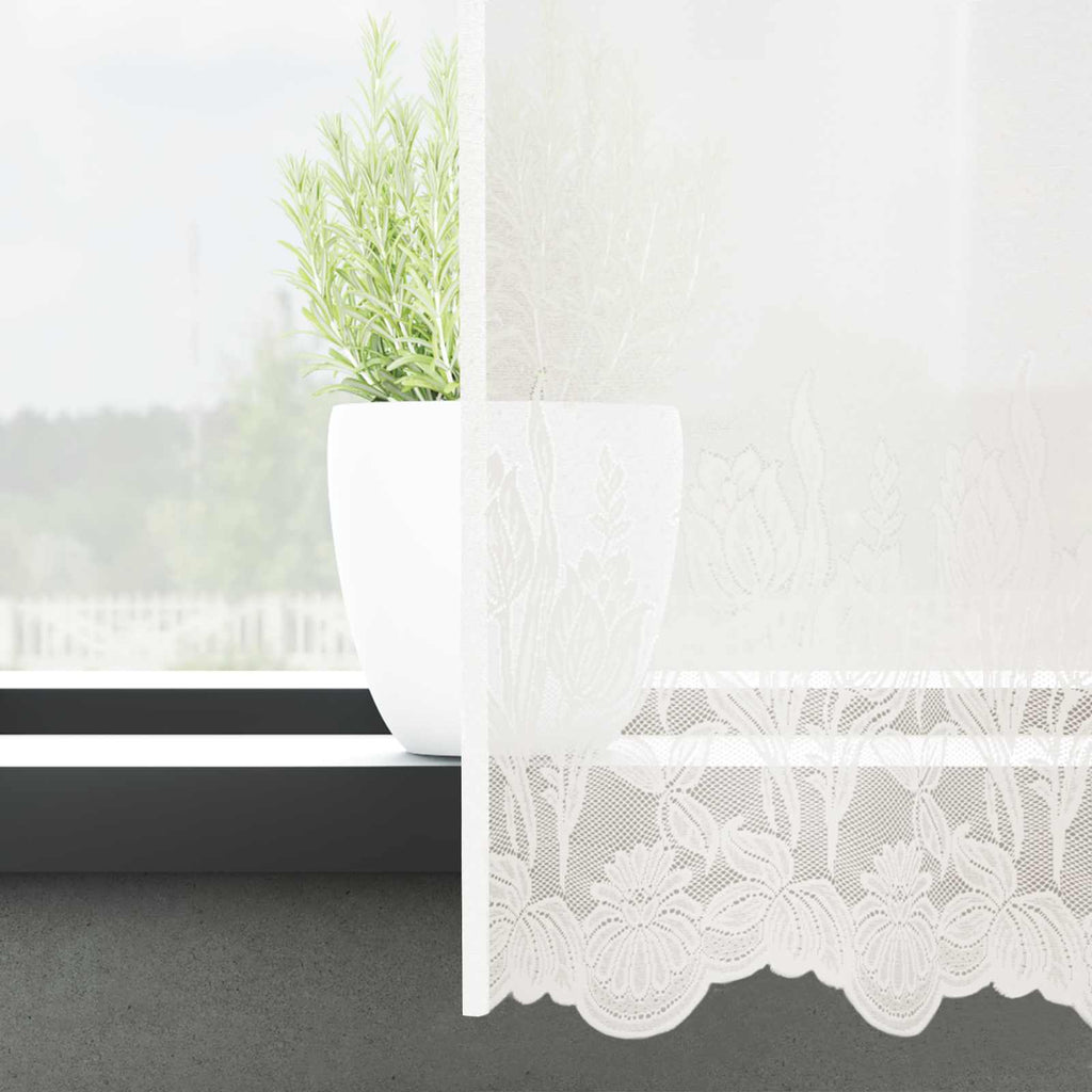 vidaXL Firanka Koronkowa z zasłonami Biały 100 x 1200 cm Poliester