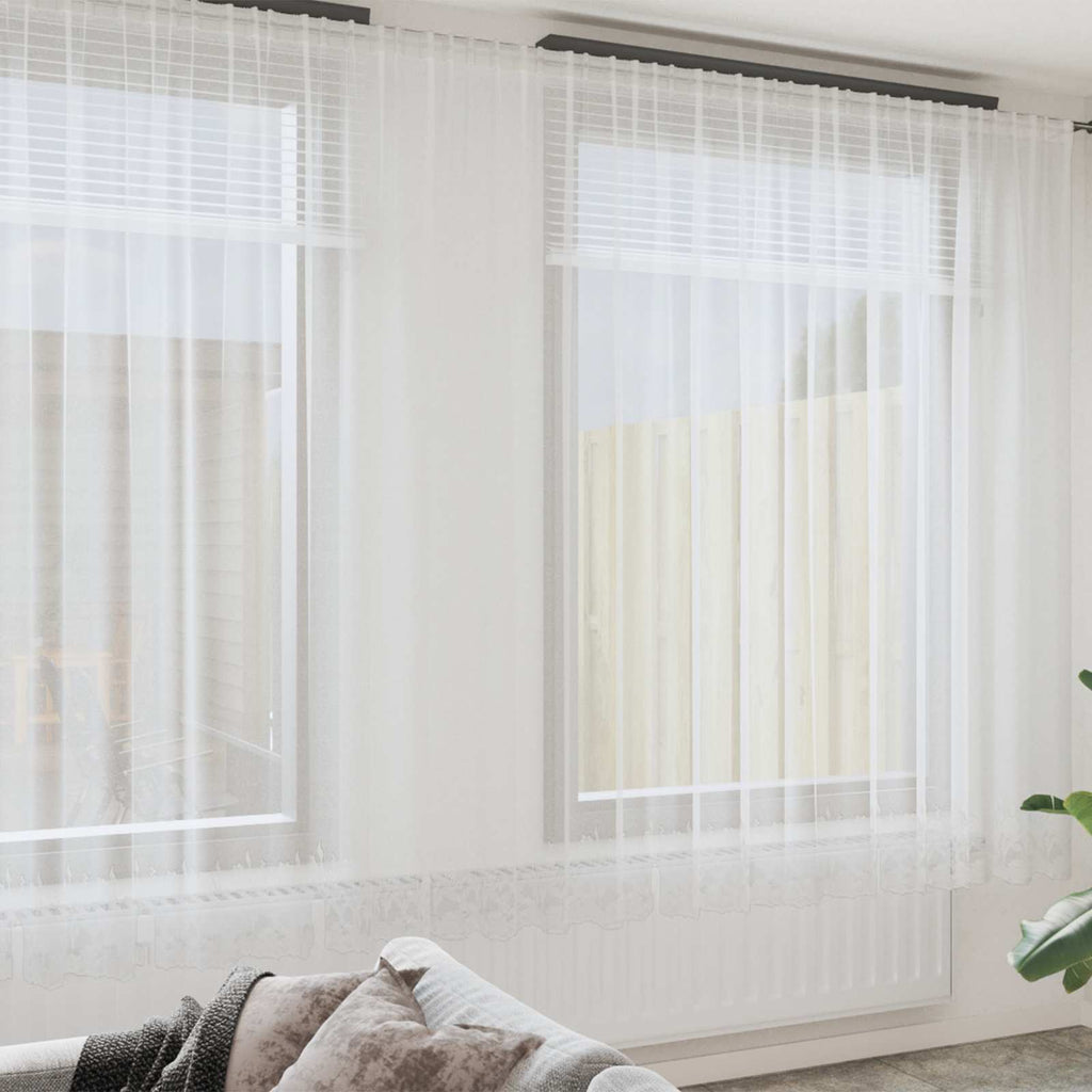 vidaXL Firanka Koronkowa z zasłonami Biały 1200 x 280 cm Poliester