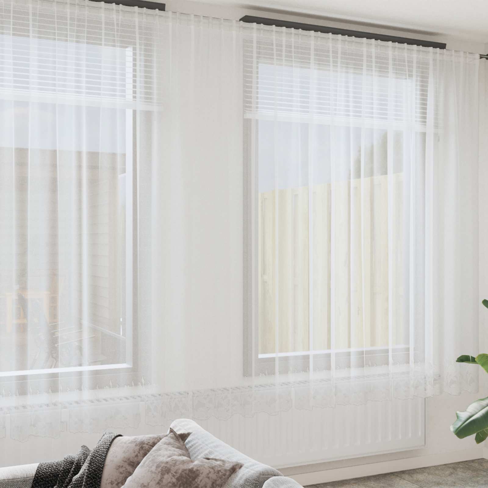 vidaXL Firanka Koronkowa z zasłonami Biały 1200 x 280 cm Poliester