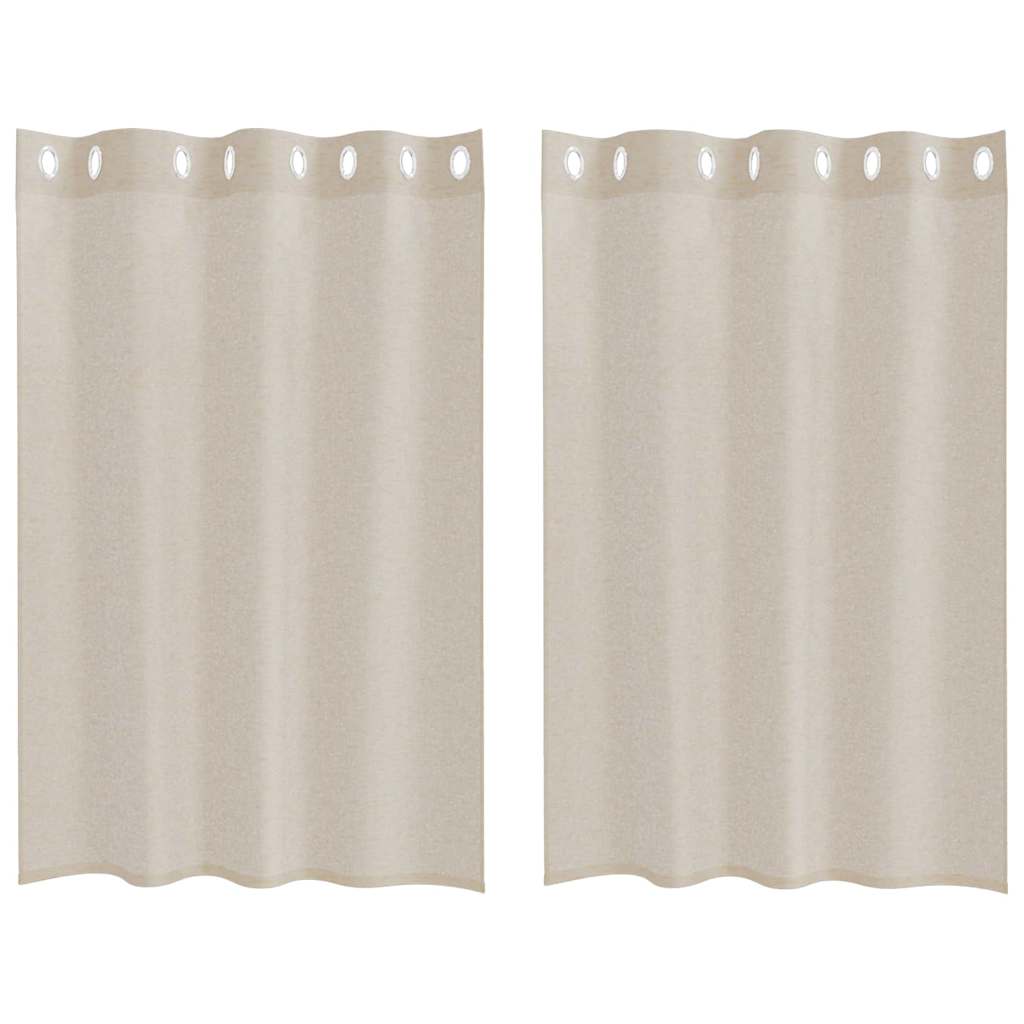vidaXL Firany Voile z zasłonami 2 pcs piaskowy 140 x 140 cm Poliester