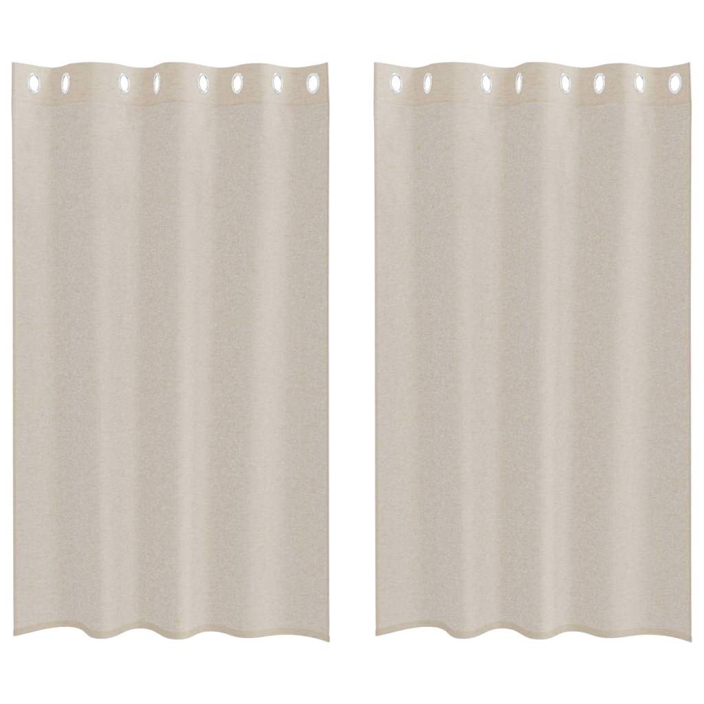 vidaXL Firany Voile z zasłonami 2 pcs piaskowy 175 x 140 cm Poliester