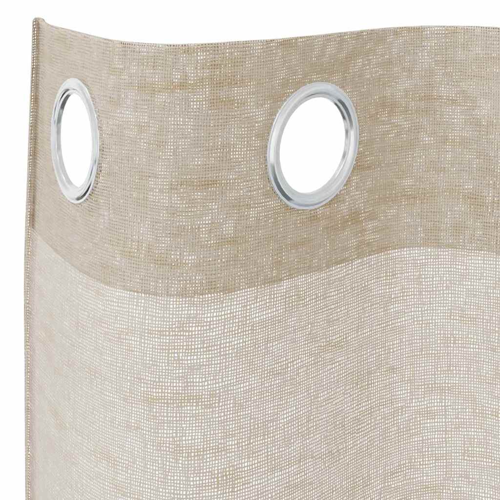 vidaXL Firany Voile z zasłonami 2 pcs piaskowy 245 x 140 cm Poliester