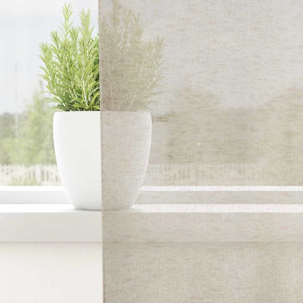 vidaXL Firany Voile z zasłonami 2 pcs piaskowy 245 x 140 cm Poliester