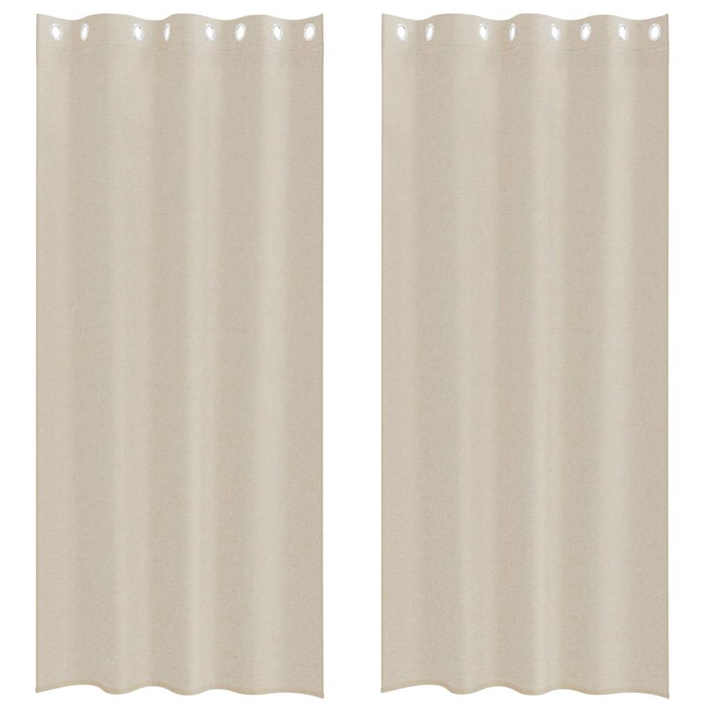 vidaXL Firany Voile z zasłonami 2 pcs piaskowy 245 x 140 cm Poliester