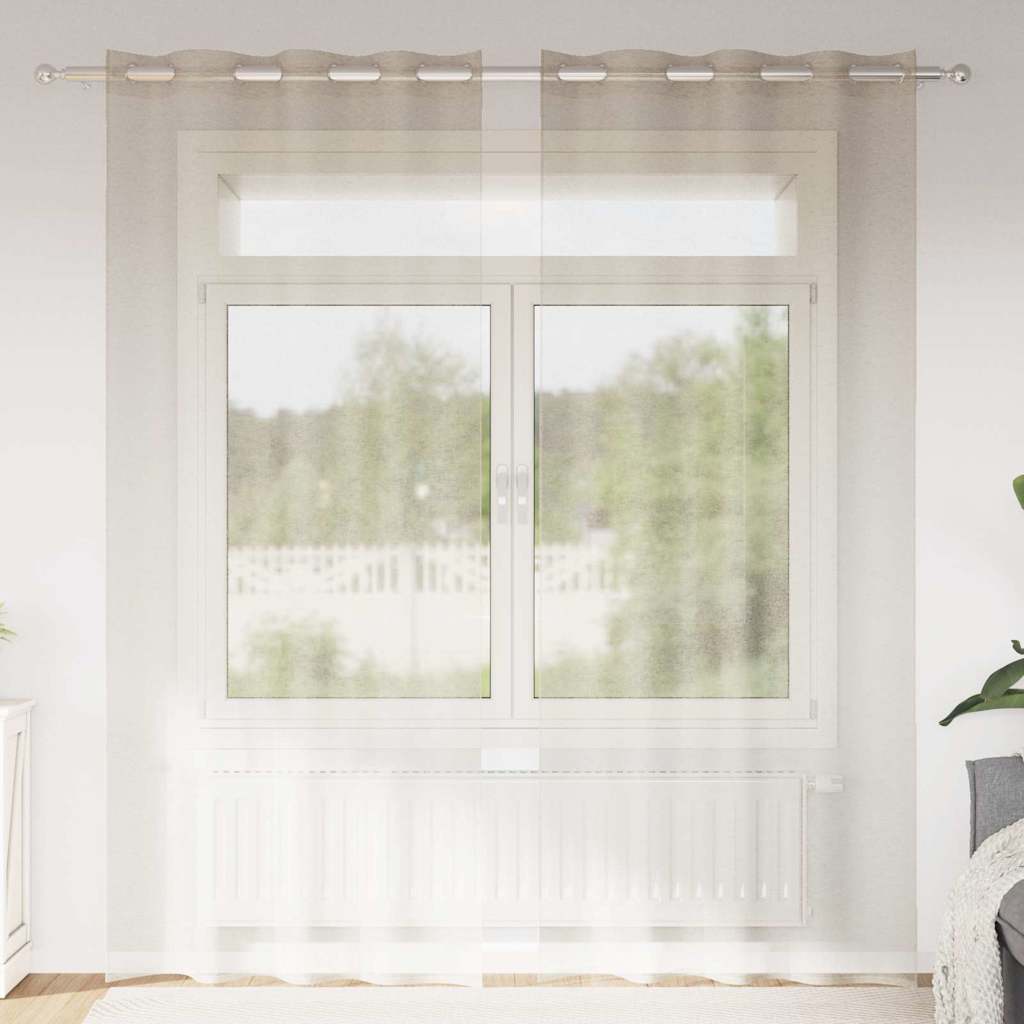 vidaXL Firany Voile z zasłonami 2 pcs piaskowy 260 x 140 cm Poliester