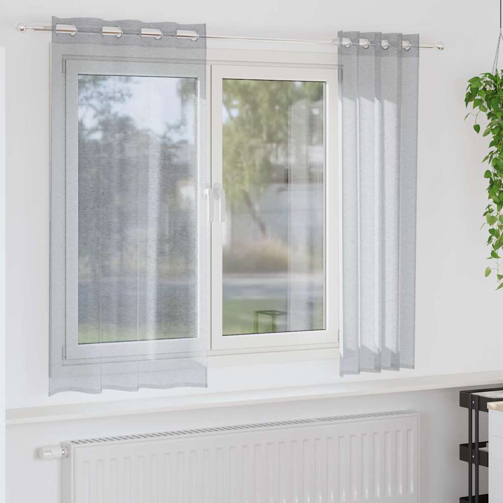 vidaXL Firany Voile 2 pcs Ciemnoszary 175 x 140 cm Poliester