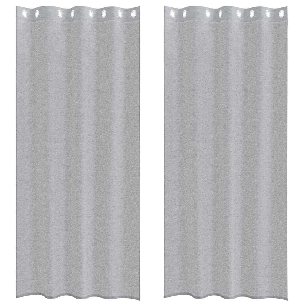 vidaXL Firany Voile 2 pcs Ciemnoszary 245 x 140 cm Poliester