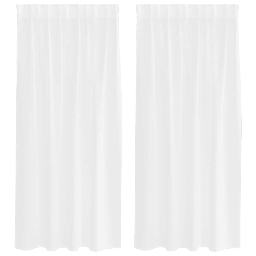 vidaXL Firany Voile z zasłonami 2 pcs Biały 175 x 140 cm Poliester