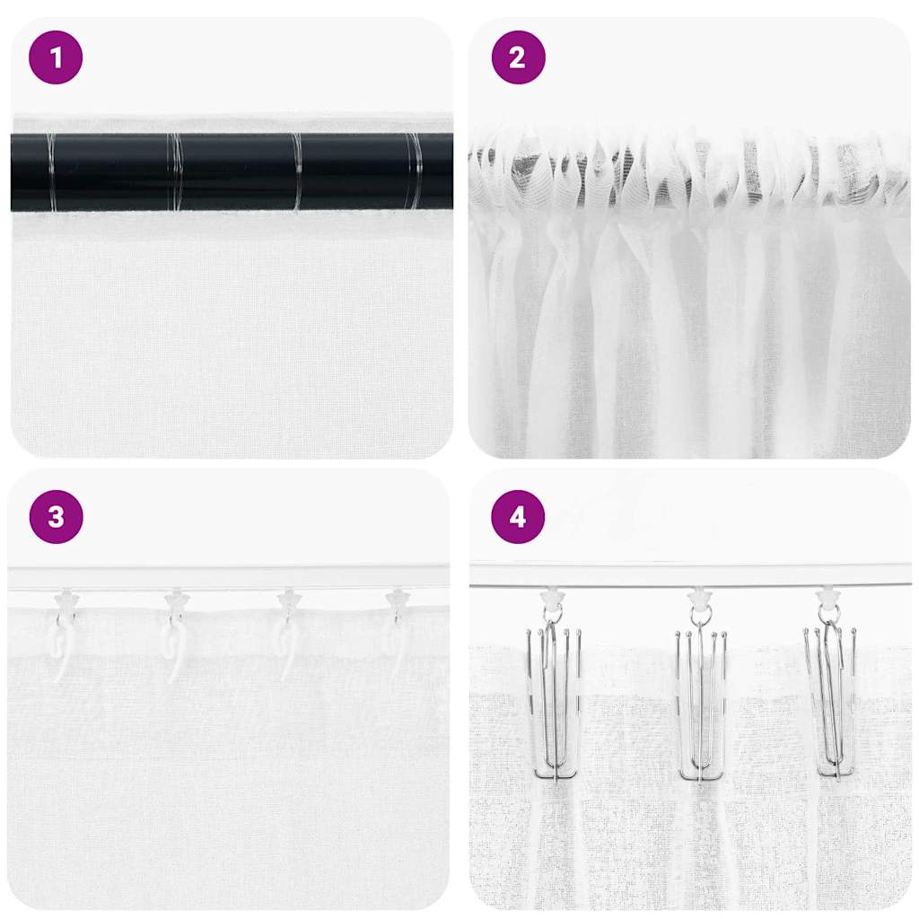 vidaXL Firany Voile z zasłonami 2 pcs Biały 260 x 140 cm Poliester