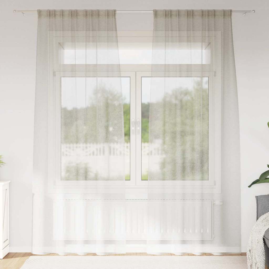 vidaXL Firany Voile z zasłonami 2 pcs Kremowy 245 x 140 cm Poliester