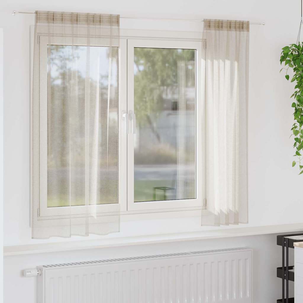 vidaXL Firany Voile z zasłonami 2 pcs piaskowy 175 x 140 cm Poliester