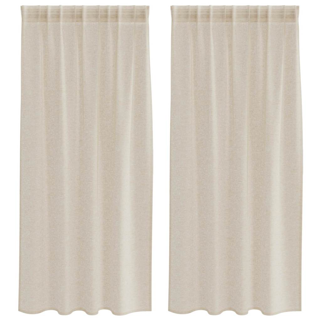 vidaXL Firany Voile z zasłonami 2 pcs piaskowy 175 x 140 cm Poliester