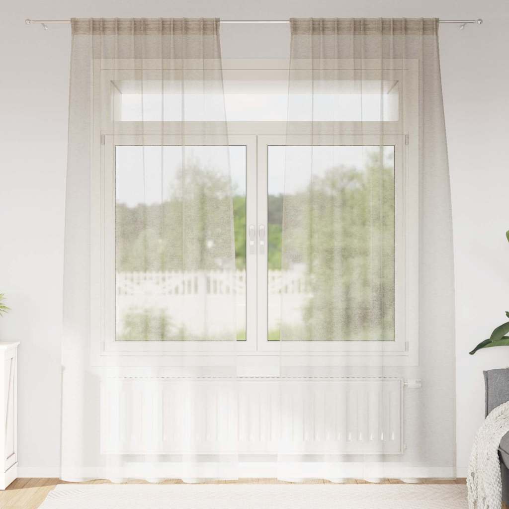 vidaXL Firany Voile z zasłonami 2 pcs piaskowy 225 x 140 cm Poliester