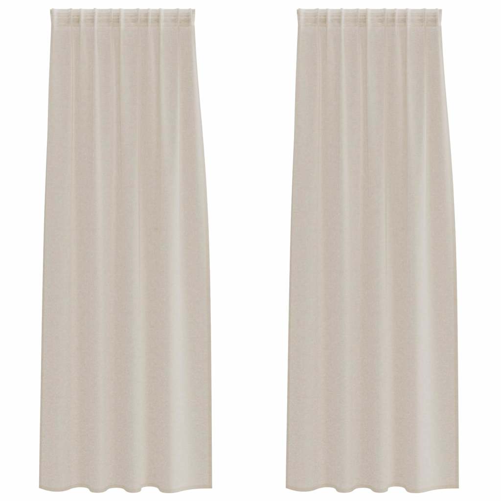 vidaXL Firany Voile z zasłonami 2 pcs piaskowy 225 x 140 cm Poliester