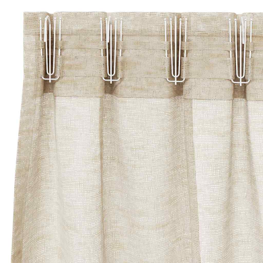 vidaXL Firany Voile z zasłonami 2 pcs piaskowy 245 x 140 cm Poliester