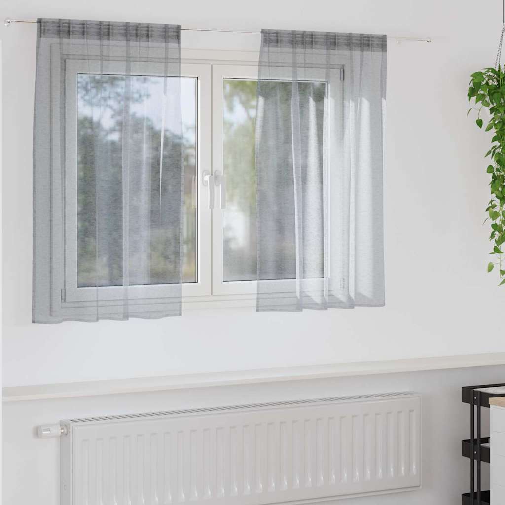 vidaXL Firany Voile 2 pcs Ciemnoszary 140 x 140 cm Poliester