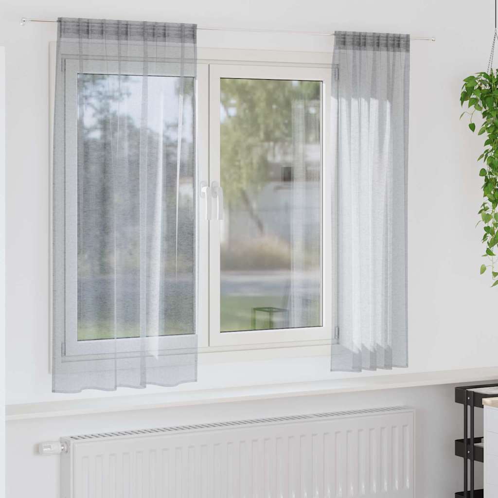vidaXL Firany Voile 2 pcs Ciemnoszary 175 x 140 cm Poliester
