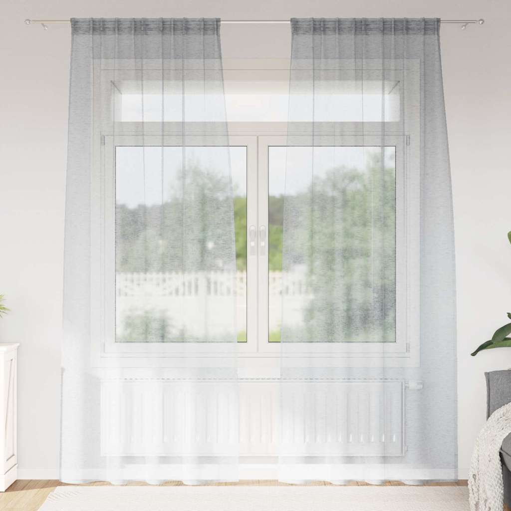 vidaXL Firany Voile 2 pcs Ciemnoszary 225 x 140 cm Poliester
