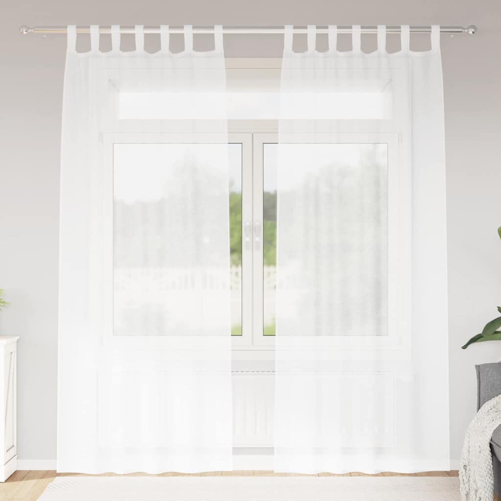 vidaXL Firany Voile z zasłonami 2 pcs Biały 260 x 140 cm Poliester