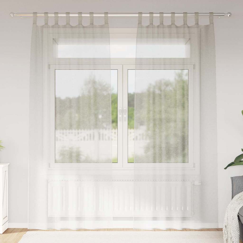 vidaXL Firany Voile z zasłonami 2 pcs Kremowy 225 x 140 cm Poliester